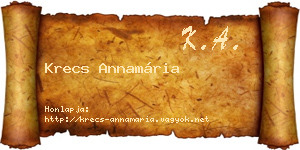 Krecs Annamária névjegykártya